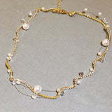 Crystal Necklace Pearl Chain Zircon Wedding Jewelry Party Gift