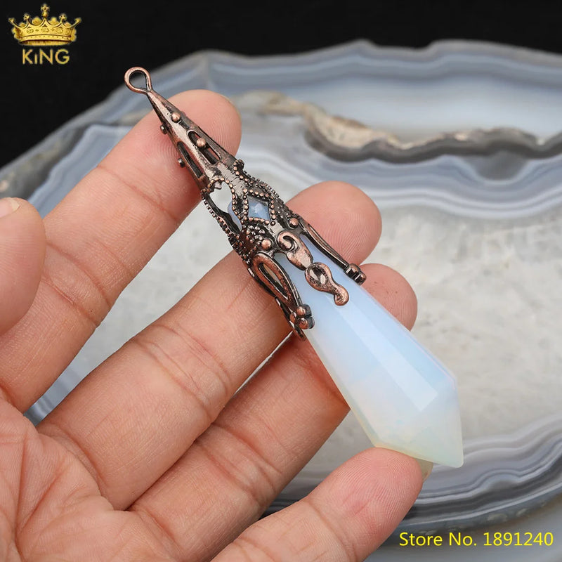 Opal Stone Charm Pendant for Necklace, DIY Jewelry