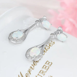 925 Silver Opal Stud Earrings with Cubic Zirconia