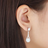 925 Silver Opal Stud Earrings with Cubic Zirconia