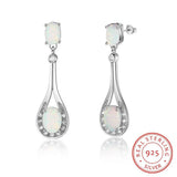 925 Silver Opal Stud Earrings with Cubic Zirconia