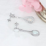 925 Silver Opal Stud Earrings with Cubic Zirconia