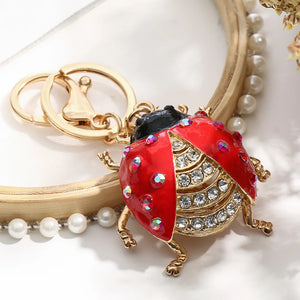 Crystal Ladybug Key Chain Lady Bag Keyring Wedding Jewelry Men Car Keychain