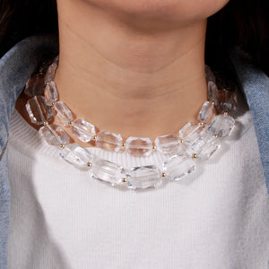 Double Layer Acrylic Square Choker Necklace