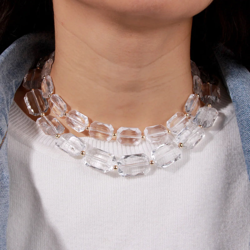 Double Layer Acrylic Square Choker Necklace