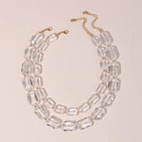 Double Layer Acrylic Square Choker Necklace