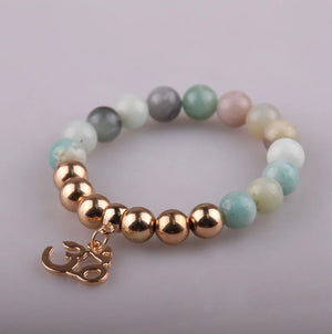 Amazonite Stone Dress Armband with 3D Charm Bracelet