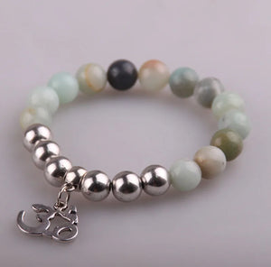 Amazonite Stone Dress Armband with 3D Charm Bracelet