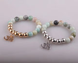 Amazonite Stone Dress Armband with 3D Charm Bracelet