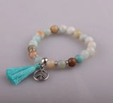 Amazonite Stone Dress Armband with Tassel & Peace Charm