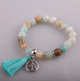 Amazonite Stone Dress Armband with Tassel & Peace Charm