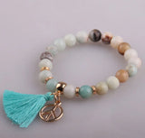 Amazonite Stone Dress Armband with Tassel & Peace Charm