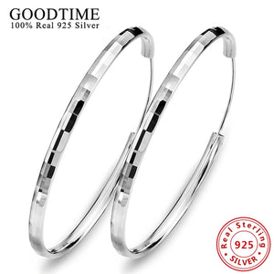 Real 925 Sterling Silver Hoop Earrings Brincos Party Jewelry