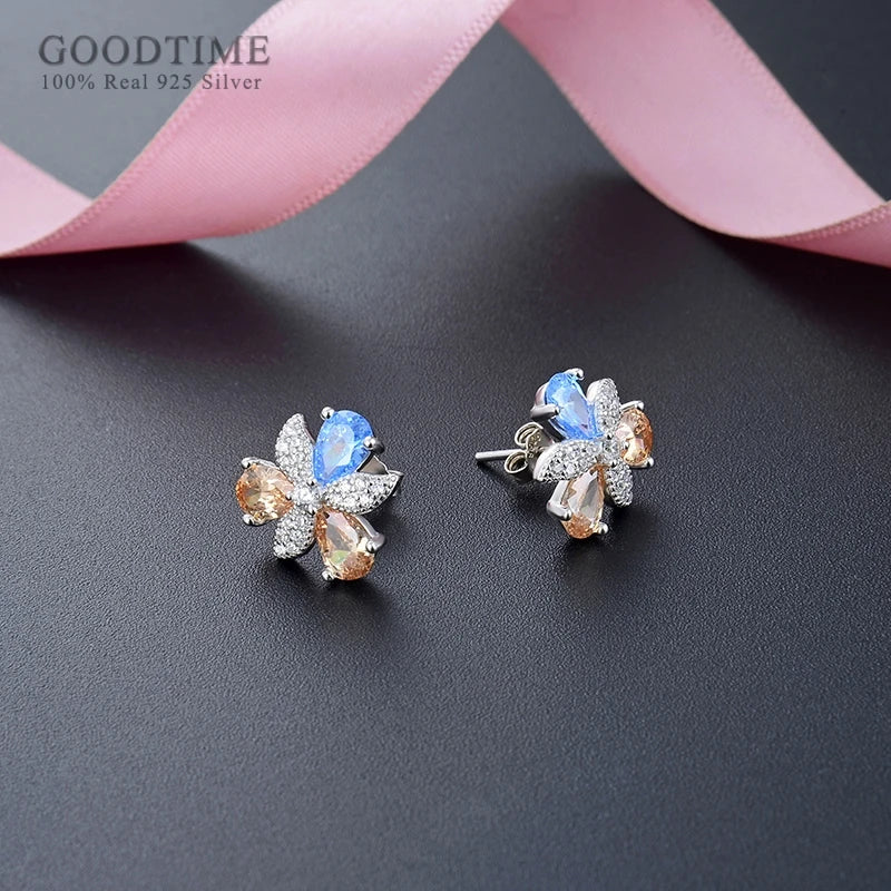 925 Sterling Silver Pearl Crystal Earrings for Girls
