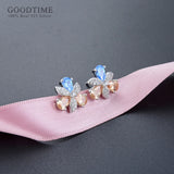 925 Sterling Silver Pearl Crystal Earrings for Girls