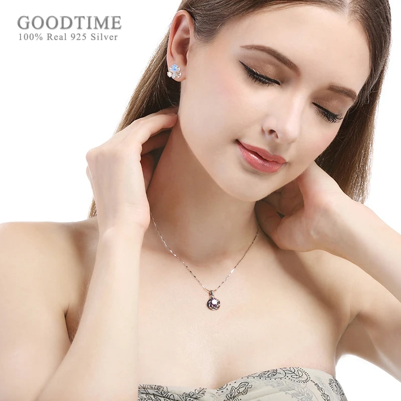 925 Sterling Silver Pearl Crystal Earrings for Girls