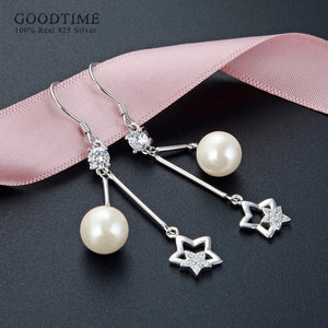 925 Sterling Silver Star Zircon Earrings for Women