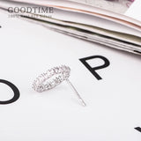 925 Sterling Silver Zircon Round Stud Earrings For Lady