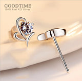 925 Silver Heart Earrings with Zircon - Gift for Girl