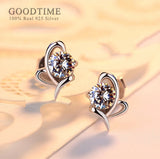 925 Silver Heart Earrings with Zircon - Gift for Girl