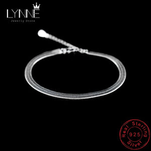 925 Silver Flat Snake Chain Bracelet Punk Rock Blade Unisex