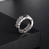 Crystal Flower Clover Charm Ring for Office Lady Party Jewelry Gift