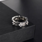 Crystal Flower Clover Charm Ring for Office Lady Party Jewelry Gift