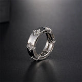 Crystal Flower Clover Charm Ring for Office Lady Party Jewelry Gift