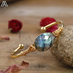 Labradorite Stone Cuff Bracelet for Women
