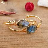 Labradorite Stone Cuff Bracelet for Women
