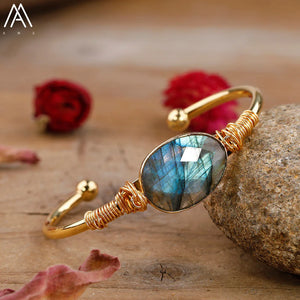 Labradorite Stone Cuff Bracelet for Women