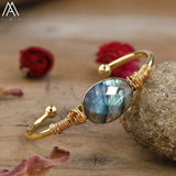 Labradorite Stone Cuff Bracelet for Women