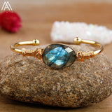 Labradorite Stone Cuff Bracelet for Women