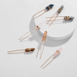 Natural Quartz Stone Jeweled Hairpin Hair Sticks