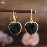 Women Heart Stone Earring Jewelry Roses Quartz Amazonite Agates Beads Dangle