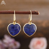 Women Heart Stone Earring Jewelry Roses Quartz Amazonite Agates Beads Dangle