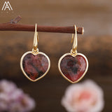 Women Heart Stone Earring Jewelry Roses Quartz Amazonite Agates Beads Dangle
