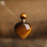 Women Heart Stone Essential Oil Pendant Necklace Roses Amethysts