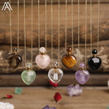 Women Heart Stone Essential Oil Pendant Necklace Roses Amethysts