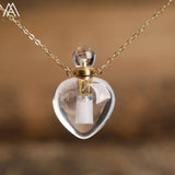 Women Heart Stone Essential Oil Pendant Necklace Roses Amethysts