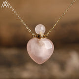 Women Heart Stone Essential Oil Pendant Necklace Roses Amethysts
