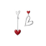 925 Sterling Silver Red Sweet Peach Heart Earrings For Wedding Party
