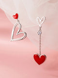 925 Sterling Silver Red Sweet Peach Heart Earrings For Wedding Party