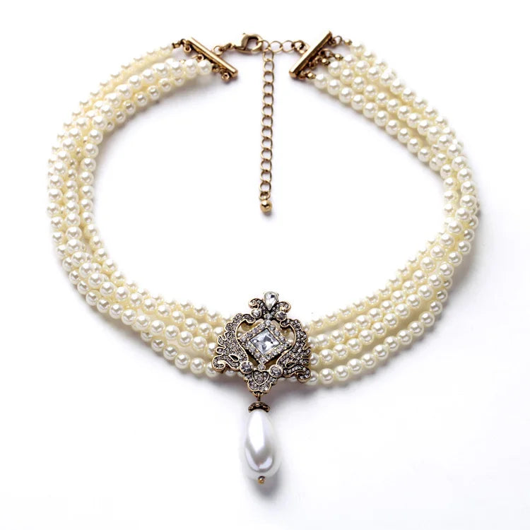 Multilayered Beads Chain Choker Necklace