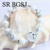 Howlite Stretchy Flower Bracelet Women Jewelry Natural Gems Stone 7.5inch