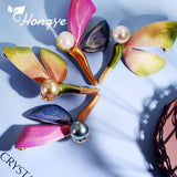 Enamel Dragonfly Butterfly Pearl Brooch Pin Jewelry