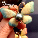 Enamel Dragonfly Butterfly Pearl Brooch Pin Jewelry
