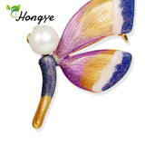 Enamel Dragonfly Butterfly Pearl Brooch Pin Jewelry