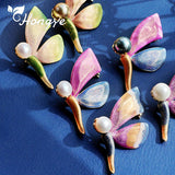Enamel Dragonfly Butterfly Pearl Brooch Pin Jewelry