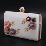 Women Leather Bag Wedding Clutch Purse (white)